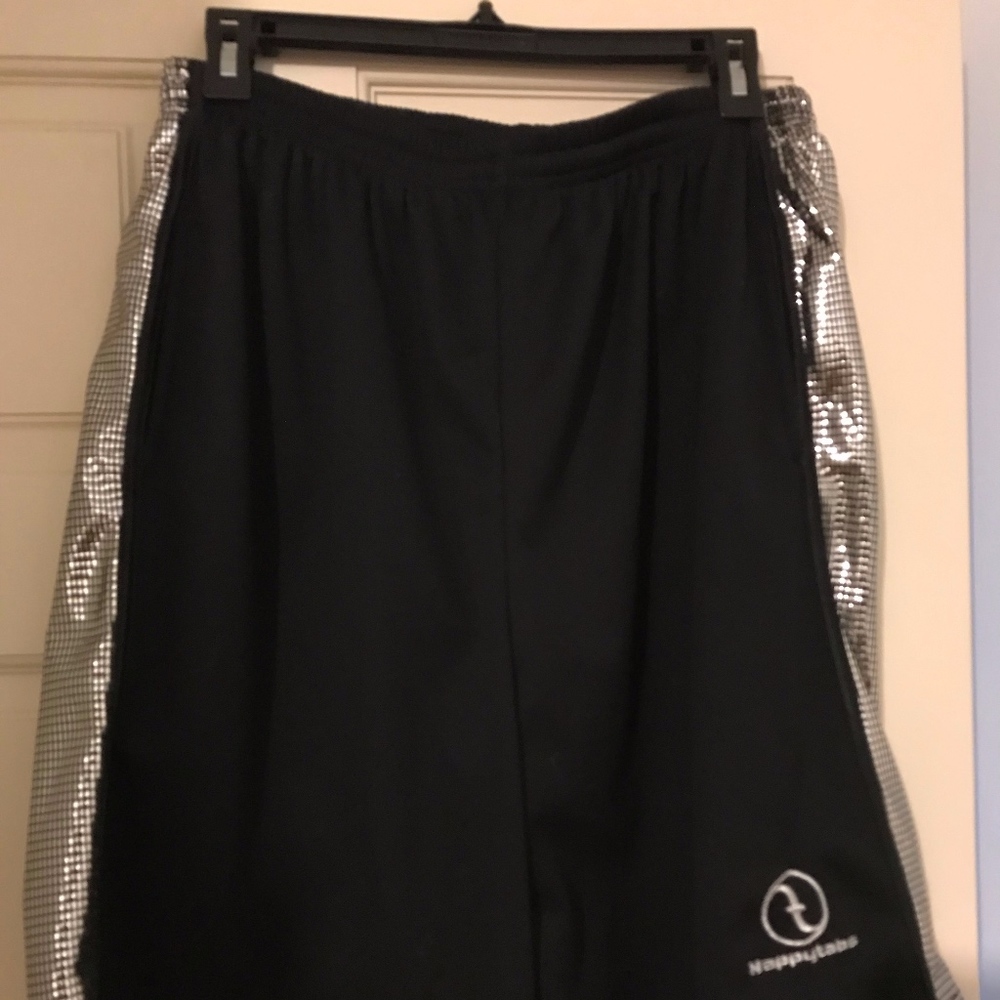 NappyTabs Shorts-Black with Silver Side Stripes